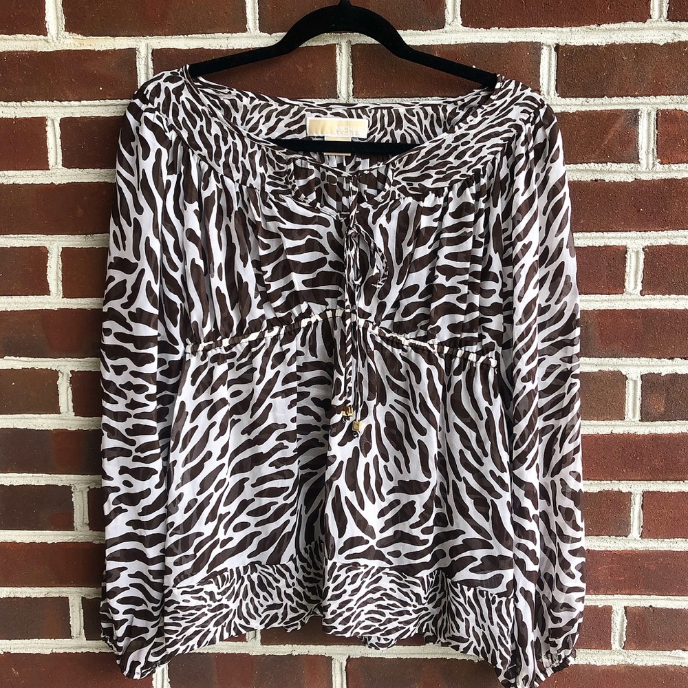 Michael Kors Sheer Animal Print Blouse